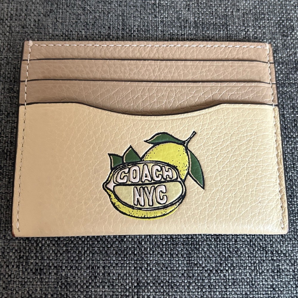 Coach Cream and Tan Lemon Card Holder